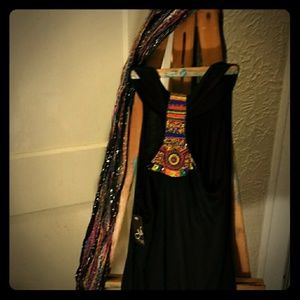 New, Mon Amie  Beaded  Black Tank Top